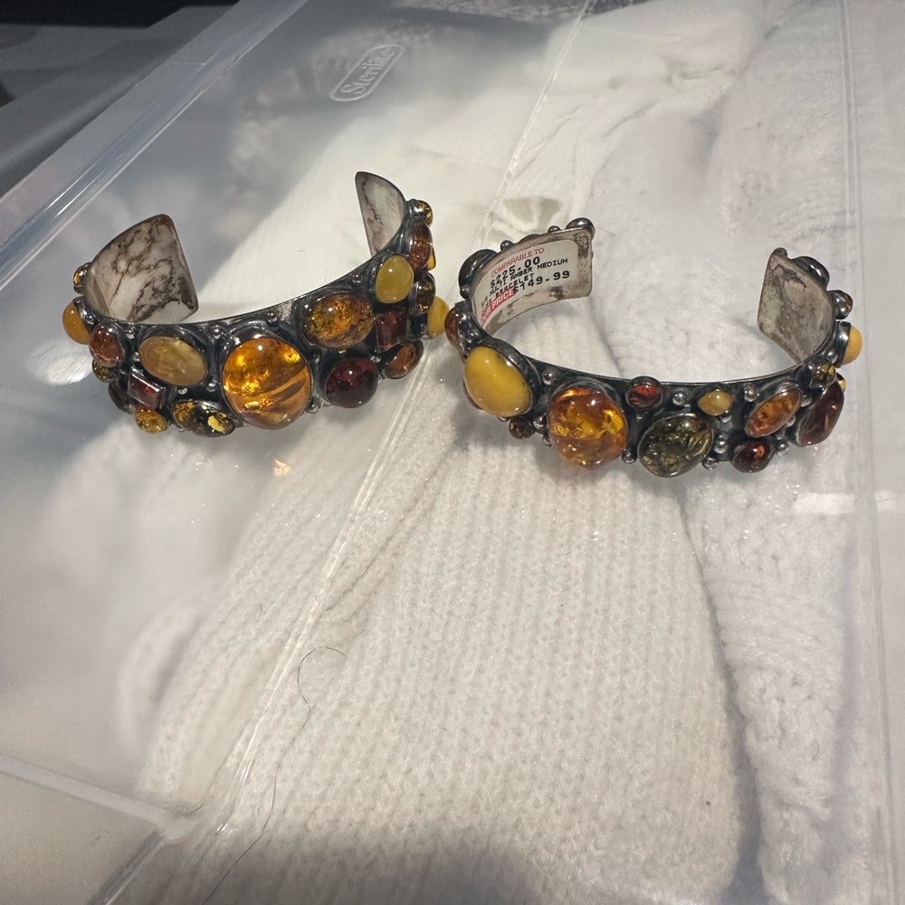 Authentic Elegant Multi-Stone Cuff Bracelet Good … - image 1